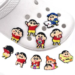 Juego de dijes para zapatos de PVC para niñas y niños, accesorios bonitos de Crocs, juego de Anime, Crayon Shin-chan, alfileres elegantes, 10 estilos, oferta