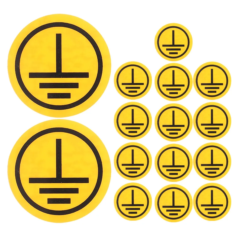 15Pcs Grounding Symbol Labels Electrical Warning Stickers Earth Ground Decals for Electric Panels Equipment Safety Signs