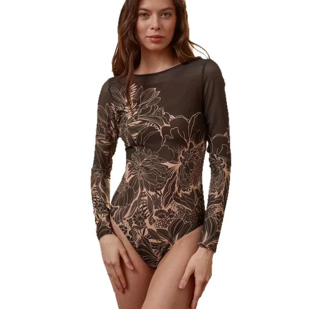 Sexy One Piece Swimsuit Women Large Size Swimwear Beach Wear Bathing Suit Bikini Set Long Sleeves Sun Protection Monokini XXL