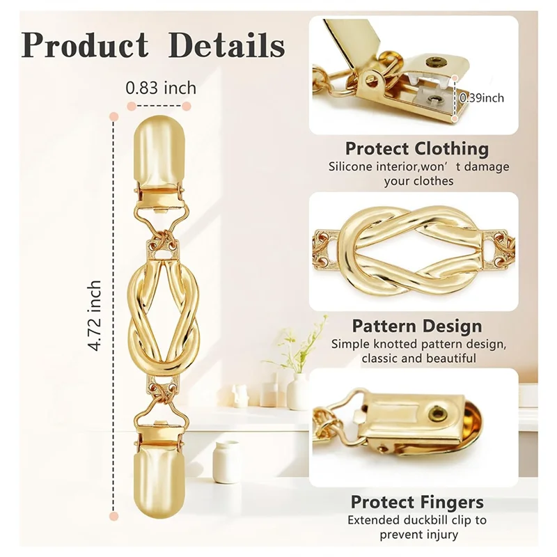 ABRT-Per eleganti clip per cincher in vita in 4 pezzi da donna, clip per abito sul retro e maglione in oro e argento