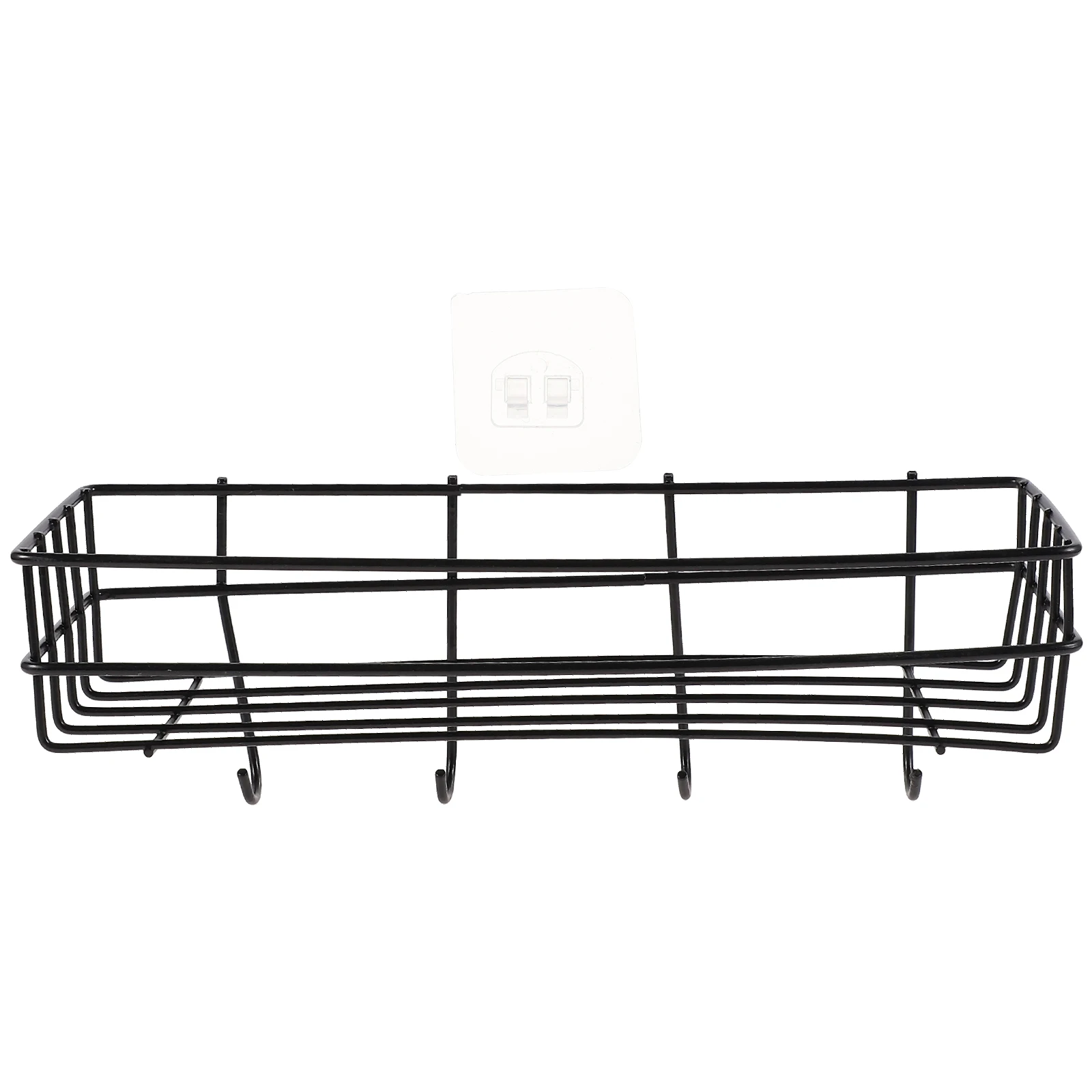 

Wrought Iron Storage Rack Nail free Kitchen Toiletry Holder Strong Bearing Hollow out Design Practical Shelf Wall