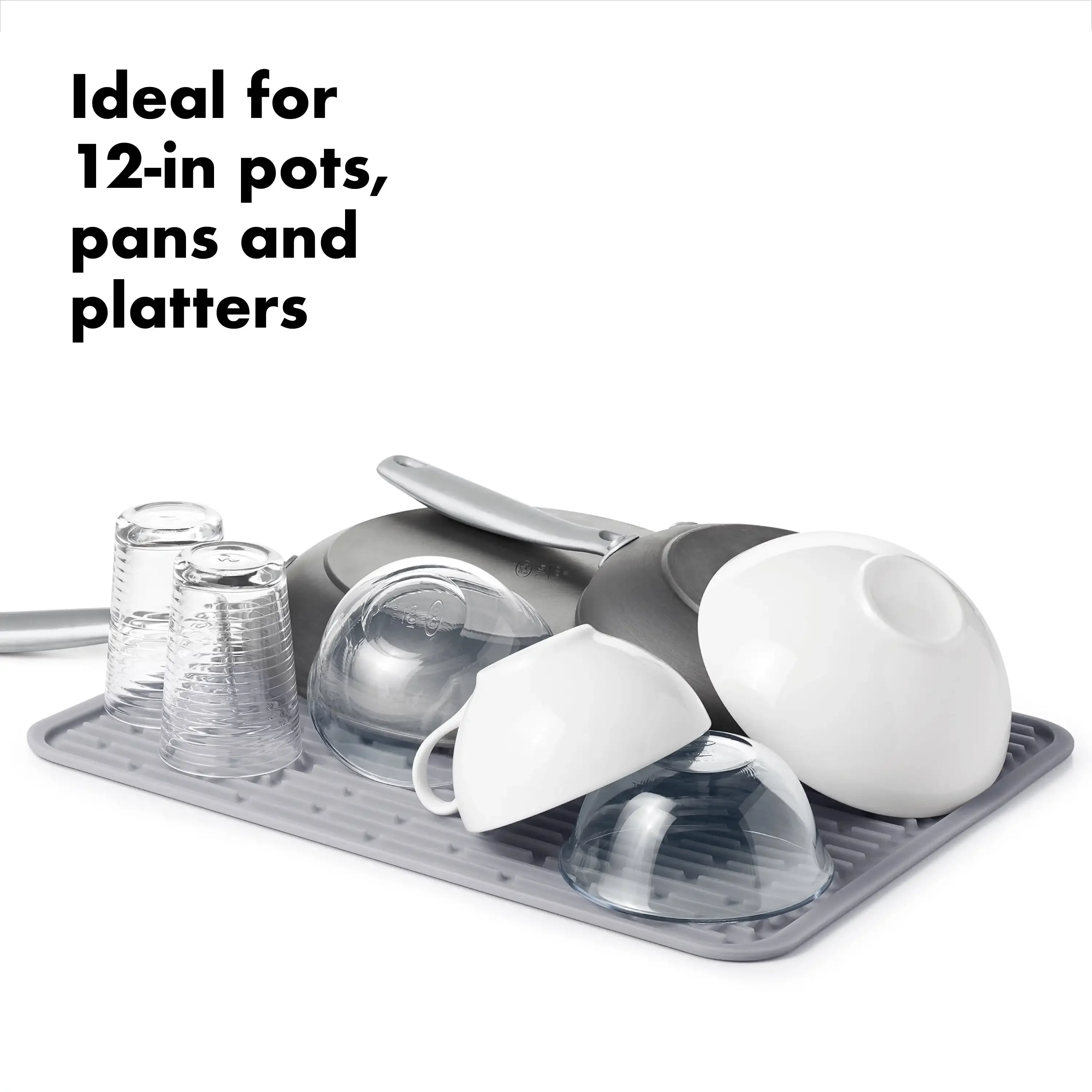 Siliconen droogmat groot - 3-pack, antislip afvoerrek voor borden, pannen, kommen, glaswerk