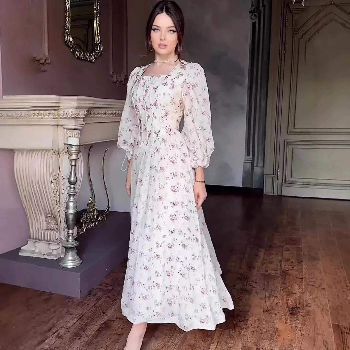 

Eid Dress Abaya Women Jalabiya Flower Print Dresses Ramadan Muslim Kaftan Morocco Dubai Abayas Party Vestidos Arab Long Robe