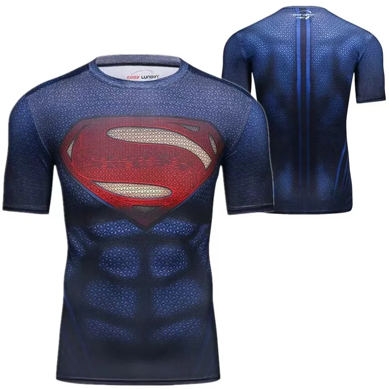 2024 new summer parent-child T-shirt, Marvel Superman, fashionable casual short sleeved, 3D printed pattern family clothing