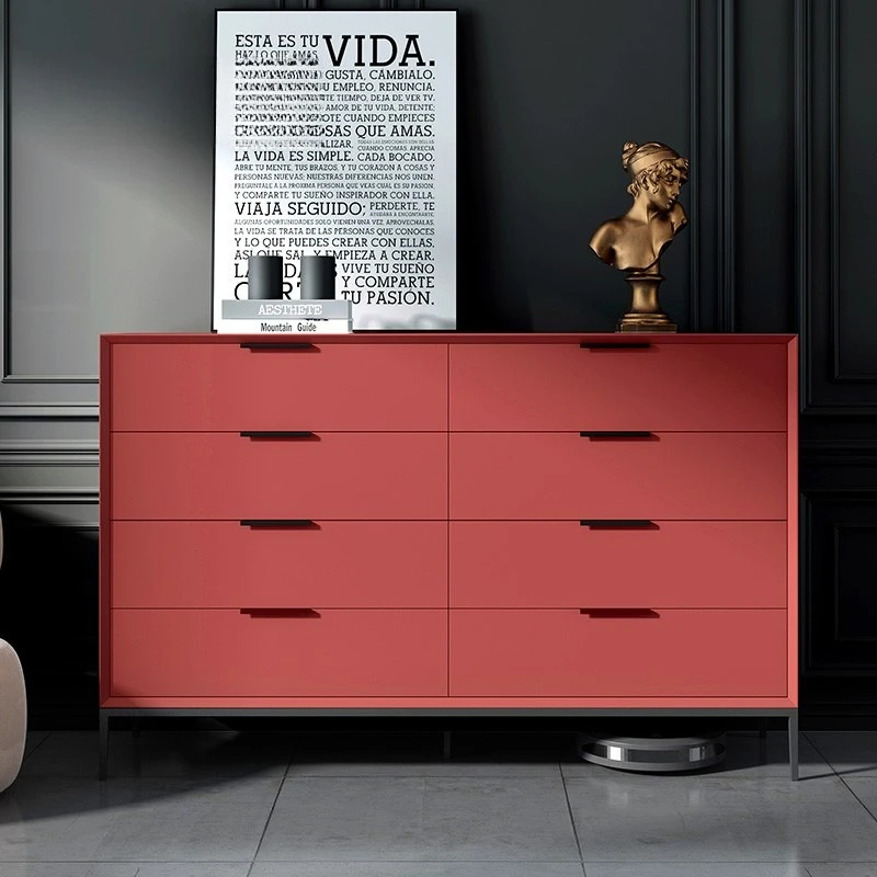 

Modern light luxury eight-bucket cabinet painted Italian minimalist living room solid wood storage bedroom