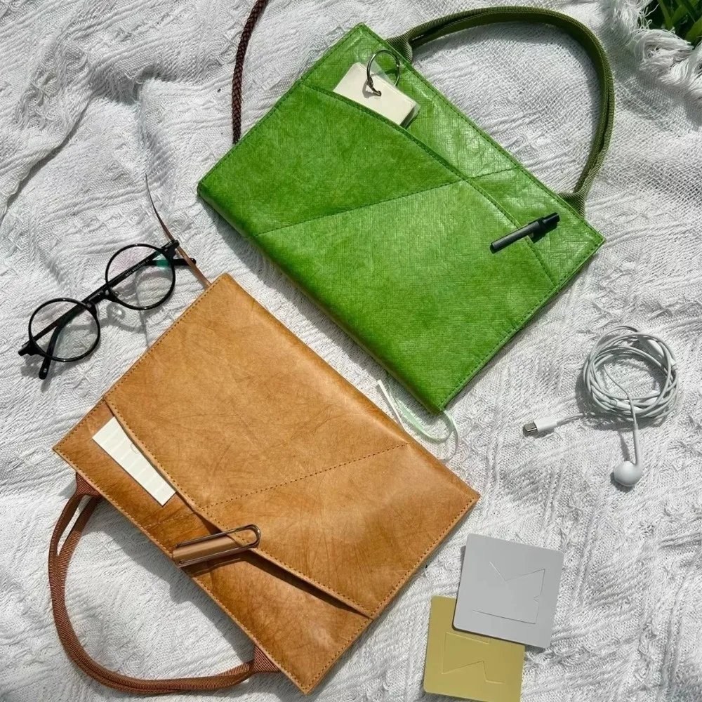 Handmade Book Cover Waterproof A5/B5 Notebook Leather Cover Replaceable with Handle Book Protector Sleeve