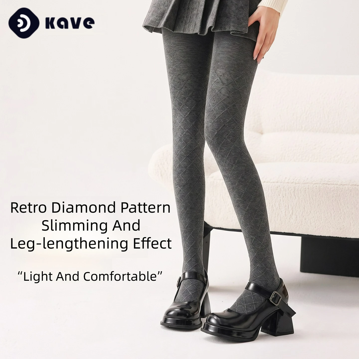 Kave Miu Style Retro Argyle Cotton Versatile Tights Spring Autumn Outerwear Micro Compression Slim Winter Base Layer Non Bulky