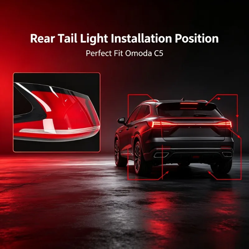 Moggic Tail Light Lens Cover For Omoda C5 Red Rear Taillight Anti-fade Replacement Shell