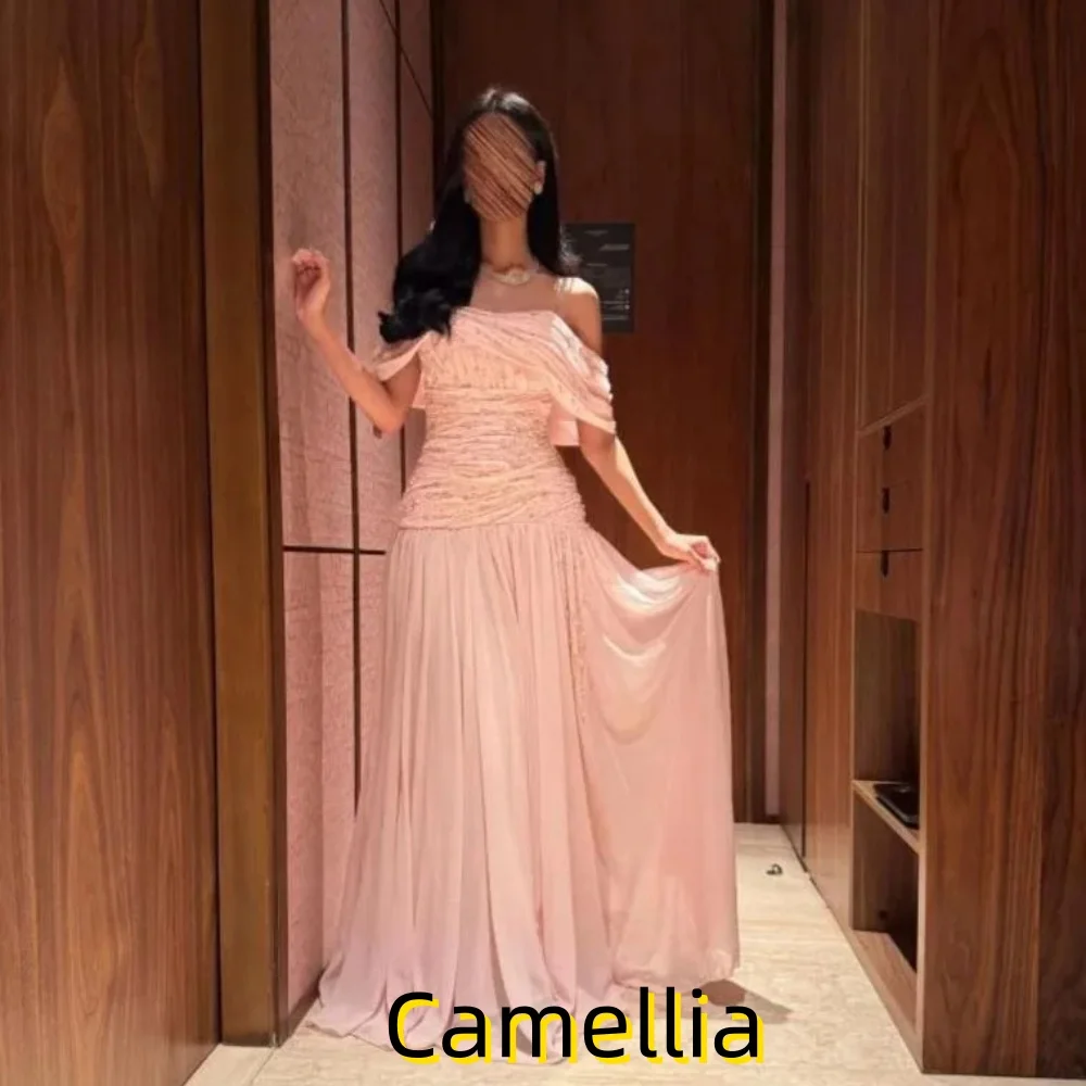 

Customized Exquisite Ruffles Evening Dress Charming Off The Shoulder Prom Dress Sexy Boat Neck Party Gown فساتين سهرة فخ