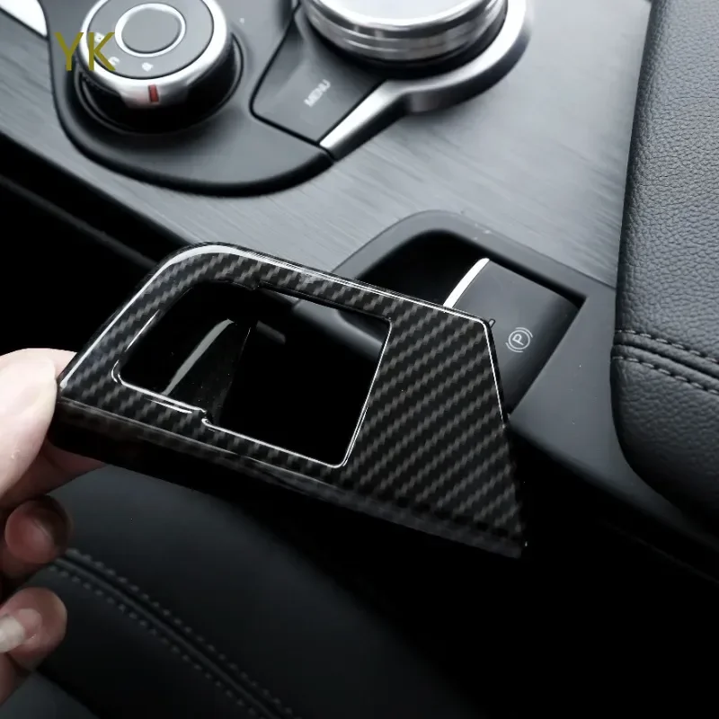 

For Alfa Romeo Giulia 2017-2019 ABS Carbon Fiber Car Electronic Handbrake Decoration Cover Interior Car Accessories