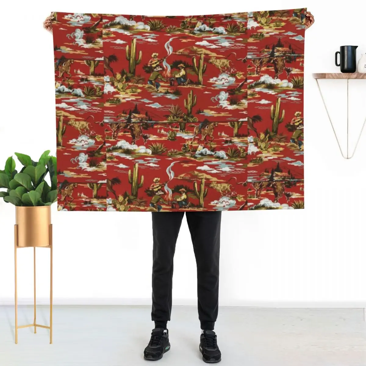 Red cowboys Throw Blanket Soft Comfort Blanket for Reading Watching TV
