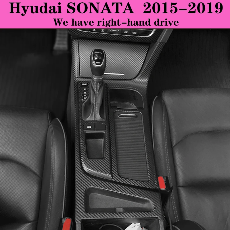 Suitable for SONATA Interior Stickers, Carbon Fiber Modified Film for Central Control Gear Shift for Hyundai SONATA 2014-2019