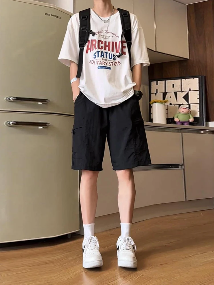 

Men's Workwear ort Pants Summer Outdoor Ice Silk Qui Dry Five Inches Side Zipper ket orts Loose Fit Running Beach Ca...