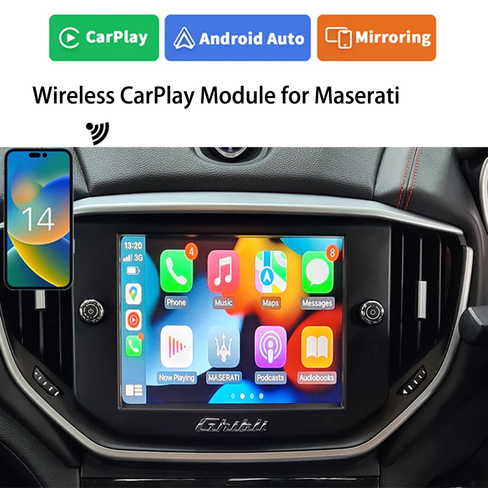 Screen Mirrorlink SmartPhone CarPlay Parking Camera Integration Upgrade Module for Maserati Ghibli Quattroporte OEM Car Radio