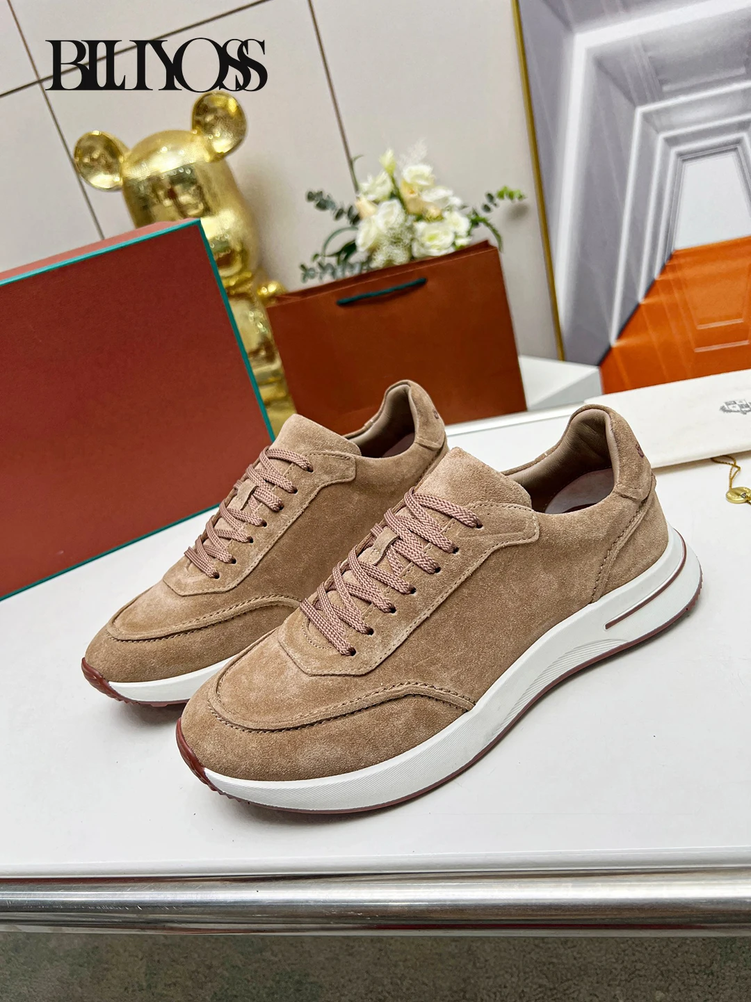 New Casual Shoes Men Lightweight wrinkle resistant Wind elastic fine fiber fabri Old Money Full cowhide tying process size 38-45