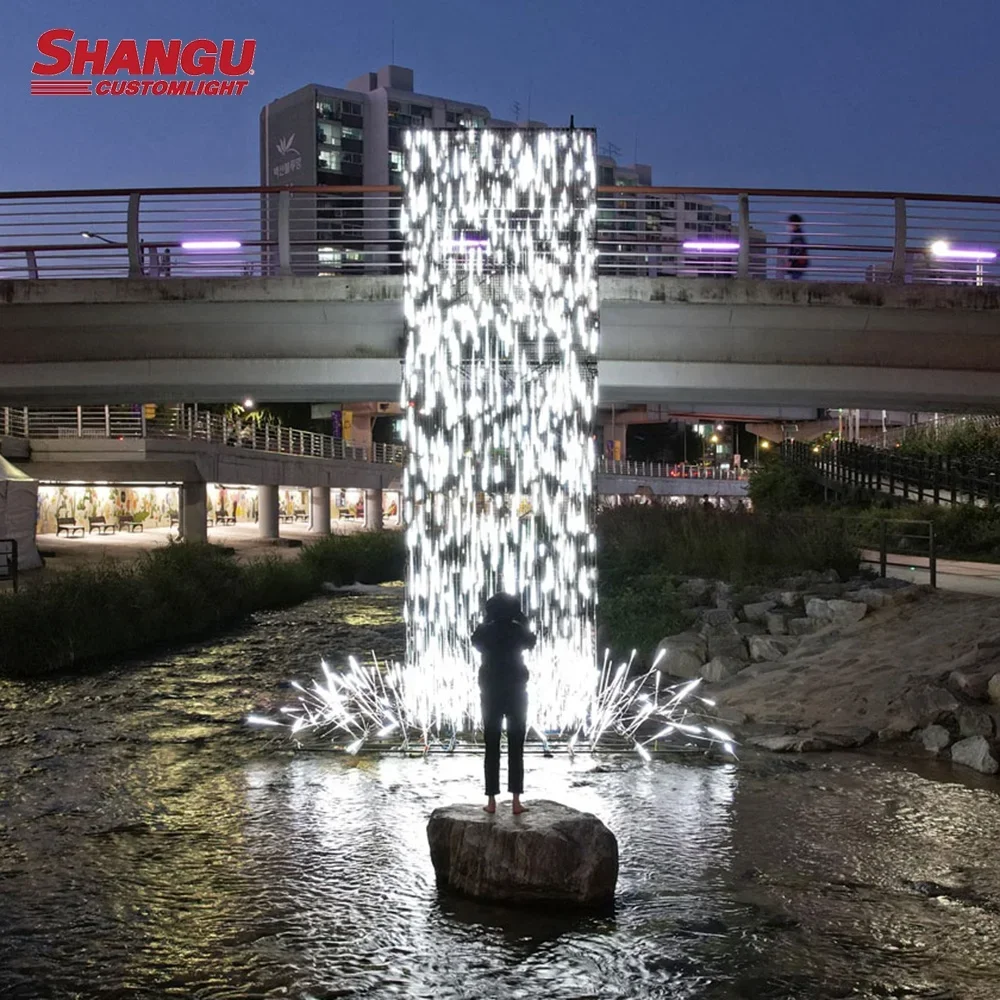 Park Square Decorative RGB DMX512 Lights Outdoor IP65 Waterproof Large Landscape Waterfall Motif Light