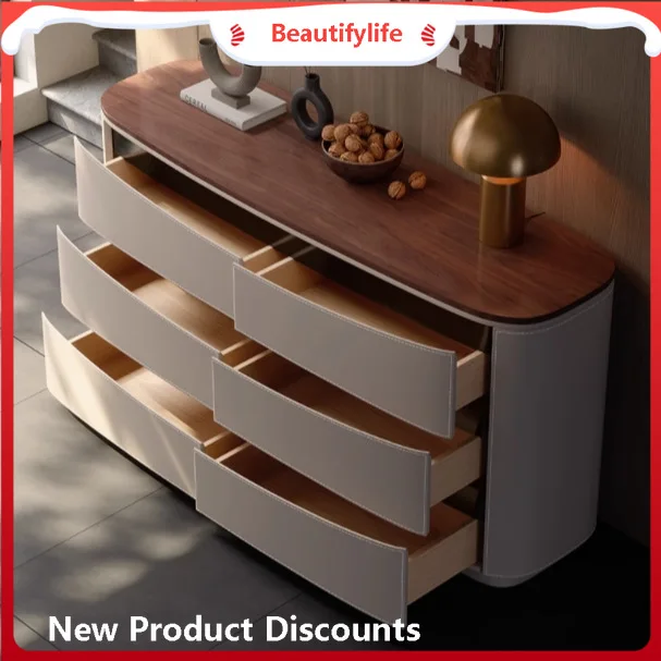 

Asmt52 Итальянский стиль Седло Кожаный сервант Свет Роскошный комод из цельного дерева Гостиная Вход Спальня Кабина для хранения