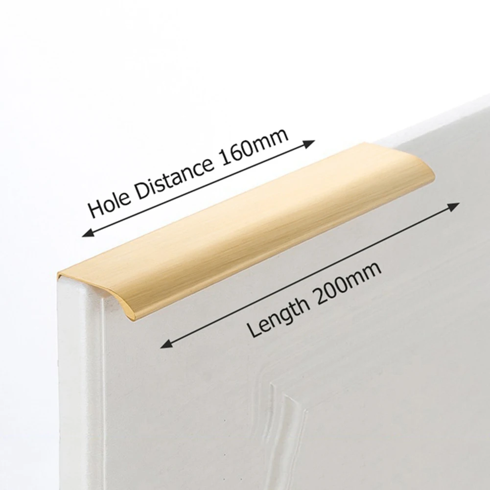1x Kitchen Cabinet Door Handles Cupboard Drawer Concealed Finger Edge Gold Pull Cabinet Door Invisible Concealed Handle