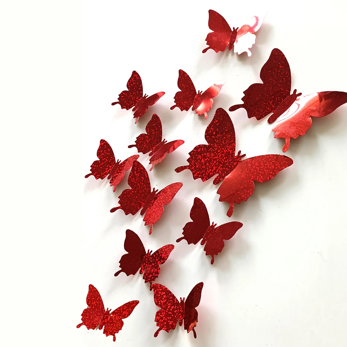 12Pcs Butterfly Stickers 3D Flash Color Wall Stickers for Home Decor Gold Silver Red Blue Stickers for Tile Window Diy Wall Art