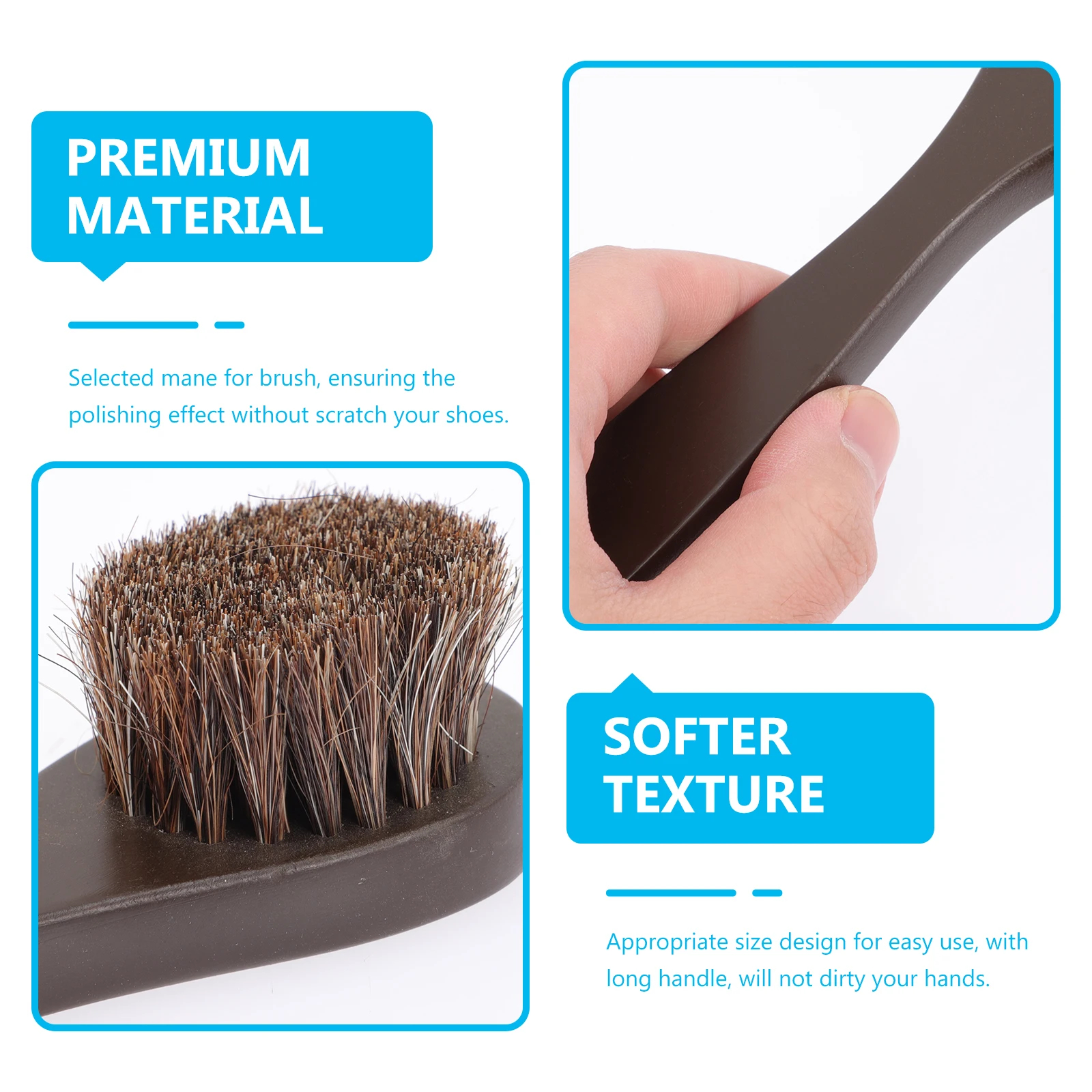 

2Pcs ShoeBrush for LeatherCleaning SneakersPolishing HairMane Selected LongH DurableUse ShoeCare HomeDailyUse