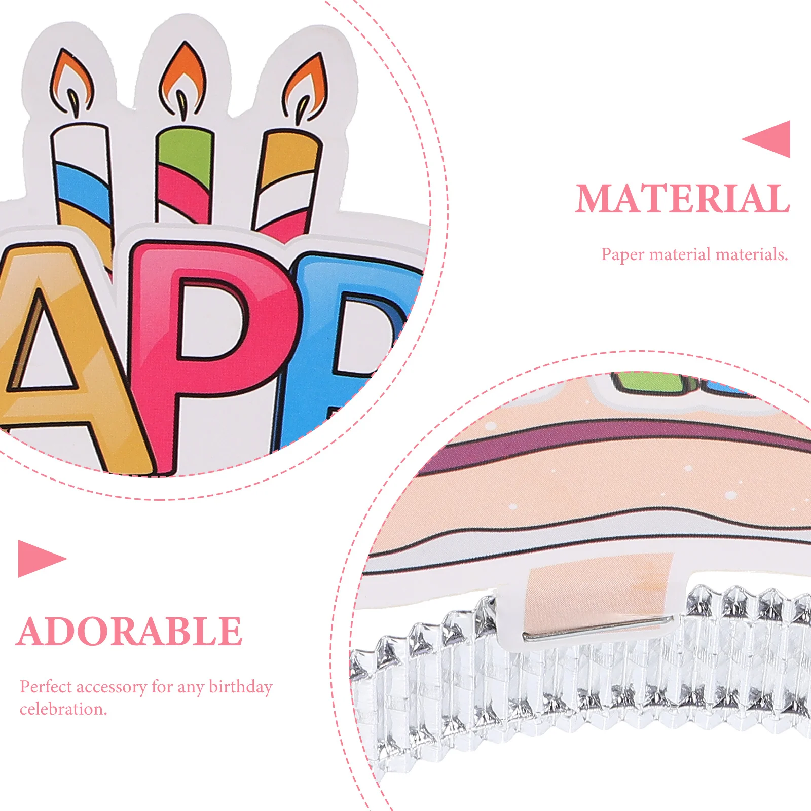 

6Pcs Birthday Headbands Colorful Paper Headband Birthday Party Hair Accessory Adorable Hair Decor Festival Hairband