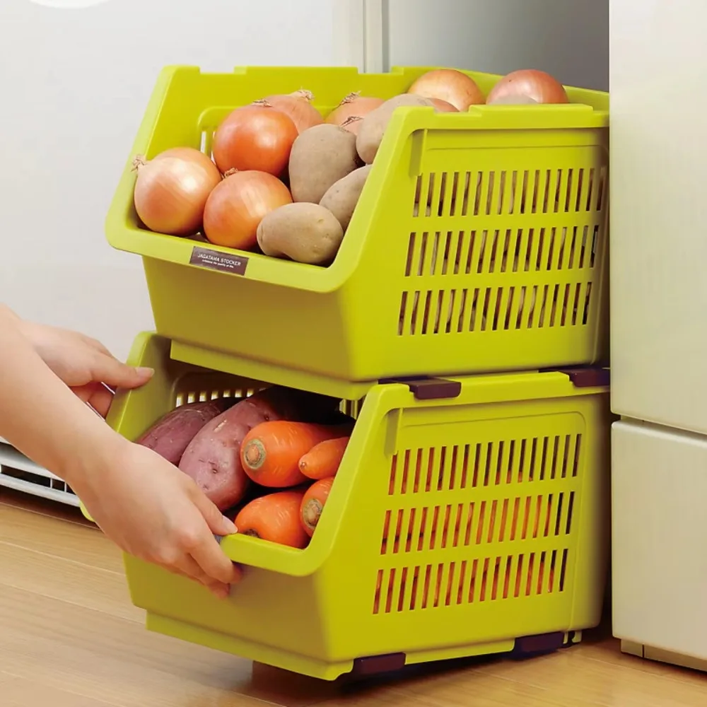 Stackable Basket Stacking Organization Baskets Capacity Home Kitchen Stackable Basket Toys Rack Kitchen Vegetable Storage Rack