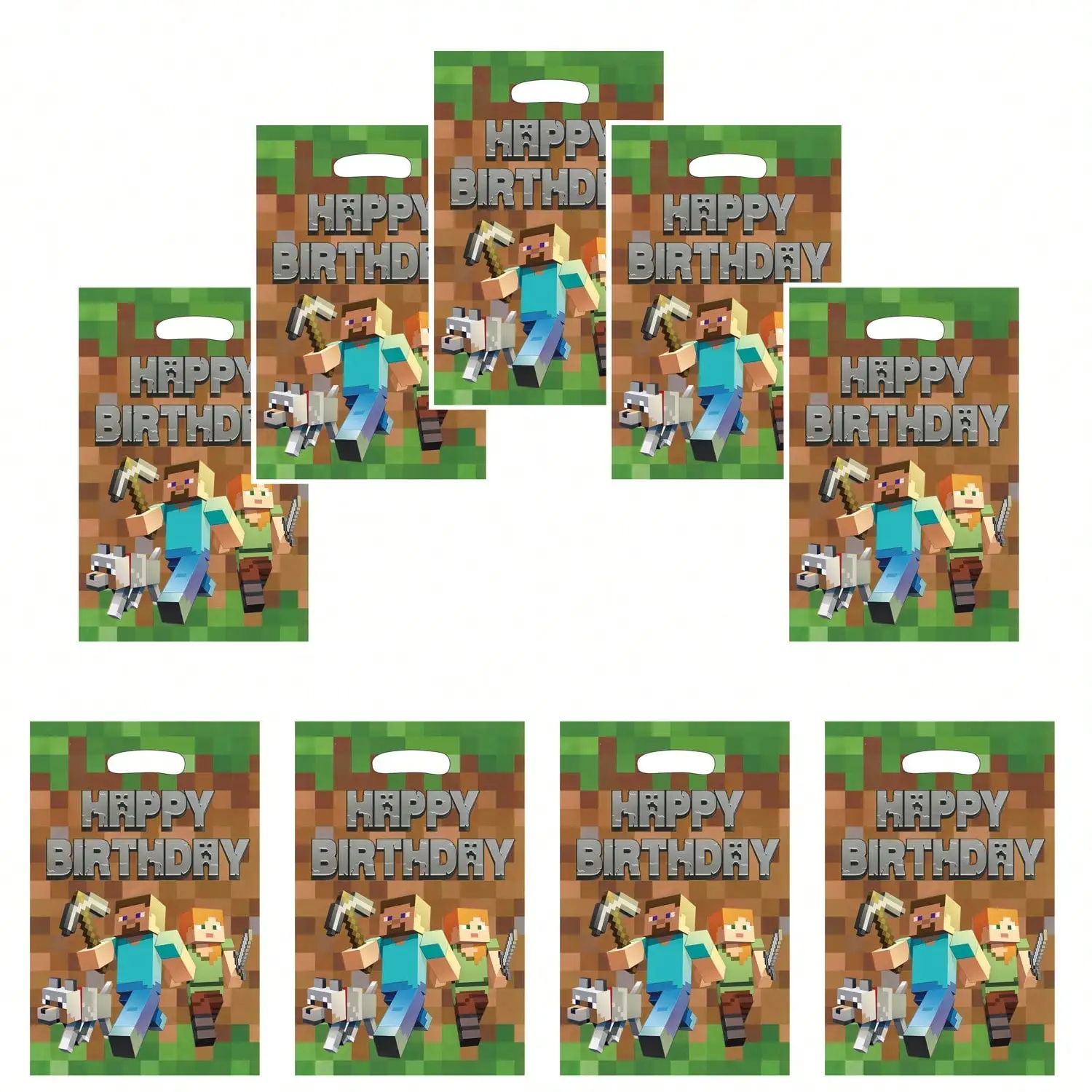 10/30Pcs Minecraft Theme Gift Bag Family Birthday Party Decoration Return Gift Bag Candy Bag Campus Party Party Candy Bag