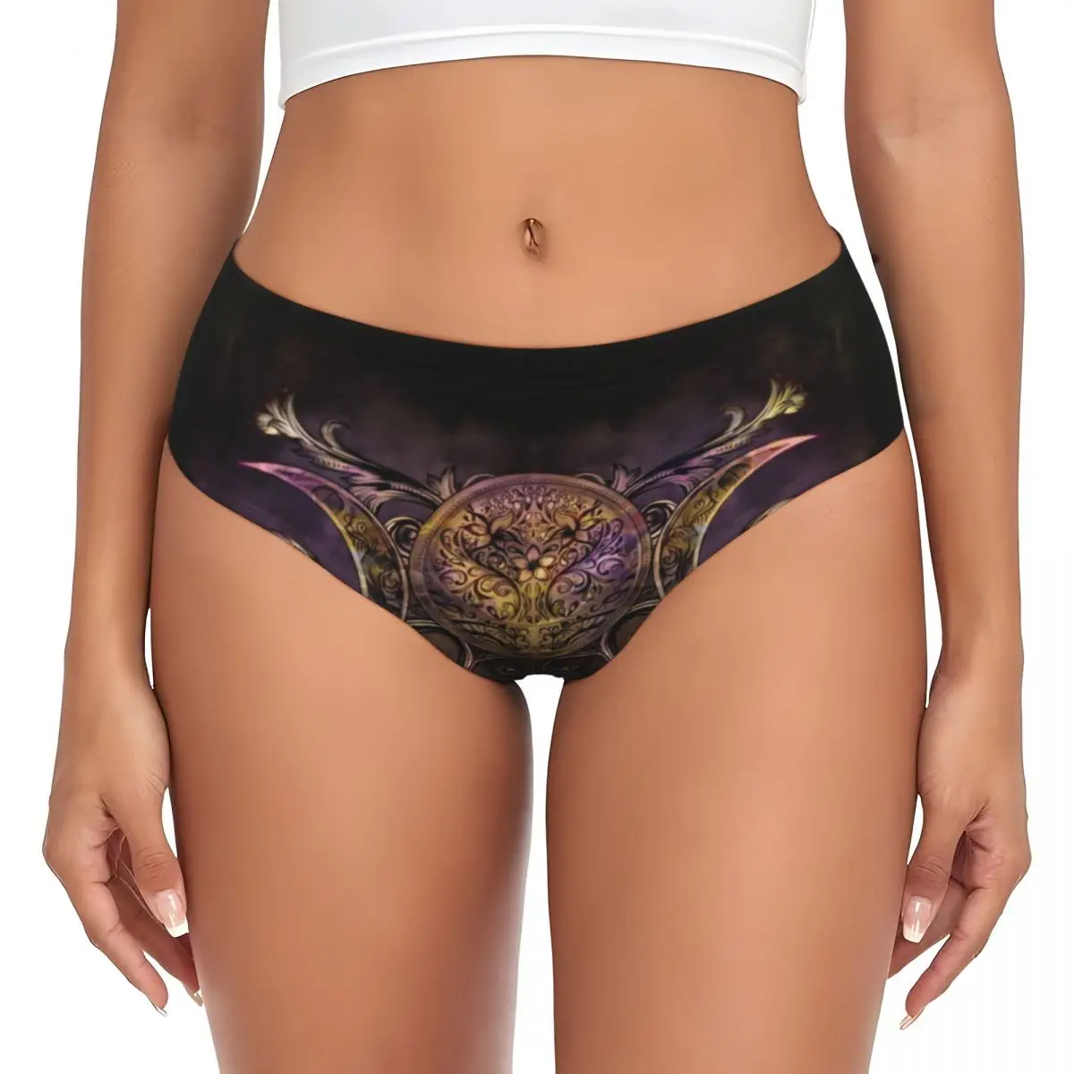 Изготовленные на заказ трусы Triple Moon Goddess Midnight Shimmer, нижнее белье, женские дышащие эластичные трусики из языческого викканского языка