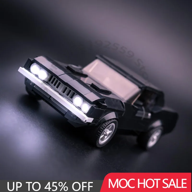 

343 детали MOC, серия суперавтомобилей, Plymouth Cuda, гоночная модель, строительный блок, кирпич, креативная технология, сборка, игрушка в подарок