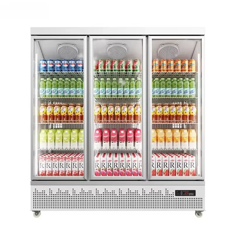 for Fresh-keeping Counter Clear Glass Door Commercial Refrigerator With 3 Doors R290