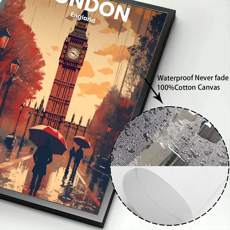 الشمال خمر مدينة السفر المشارك لندن باريس روما المشهد التوضيح حائط لوح رسم صورة فنية ديكور المنزل كوادروس #6