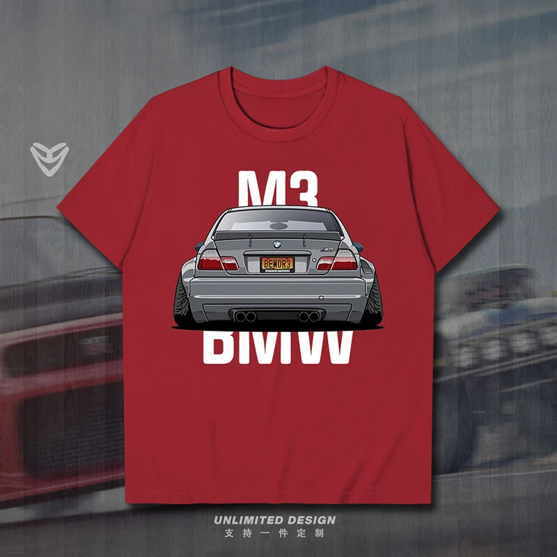 

New B M W M3 Modified Racing Peripheral JDM Printed Graphic T-shirt Men's and Women's Short Sleeve Breathable Motorcycle T-shirt
