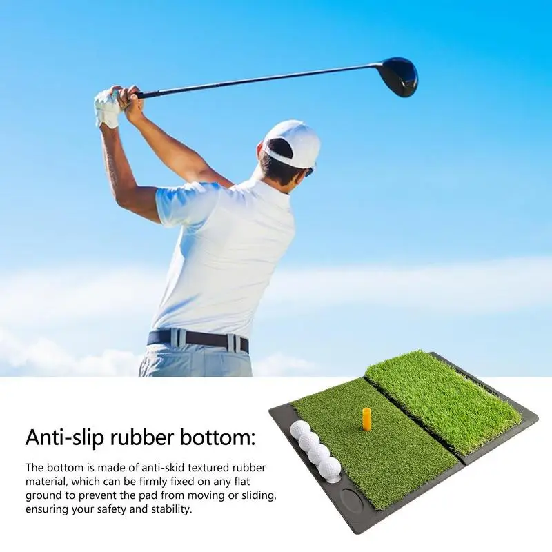 

Golf Hitting Mat Dual-Turf Hitting Putting Mat 30X60Cm Long & Short Grass 2-in-1 Golf Practice Mat Dual-Turf Heavy-Duty Golf