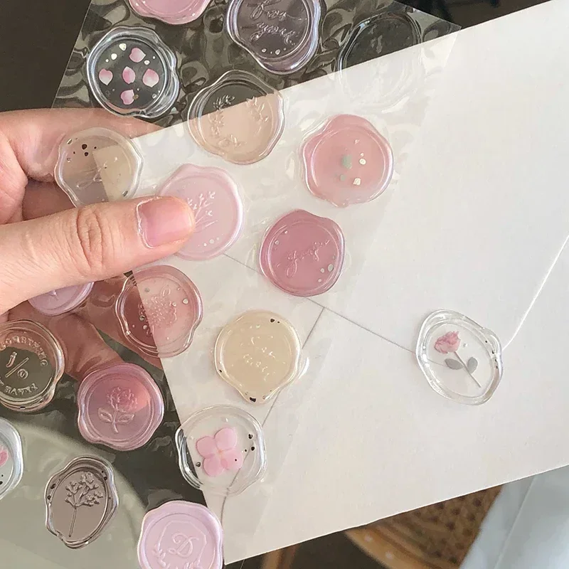 18 Stuks Lakzegel Zegel Stempel Stickers Envelop Afdichtingslabels Diy Bruiloftsfeest Uitnodigingskaart Ansichtkaarten Decoraties Koreaans