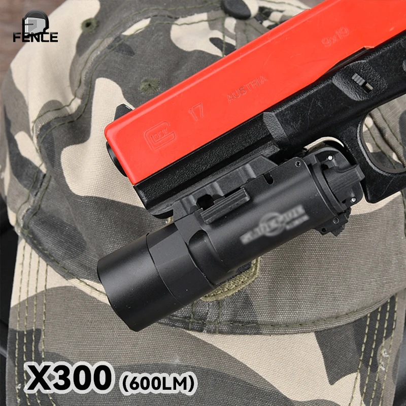 

Tactical Surefir X300 X300U Ultra X300V XH35 Metal Pistol Gun Strobe LED Light Fit 20mm Rail Airsoft Hanging Hunting Flashlight