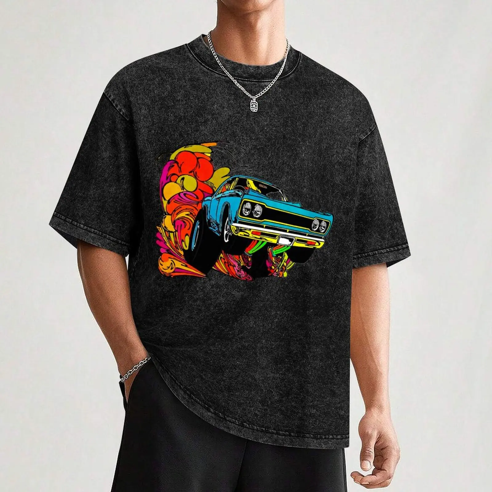 Plymouth Road Runner T-Shirt Casual Loose Short Sleeve Tee for Men view 3