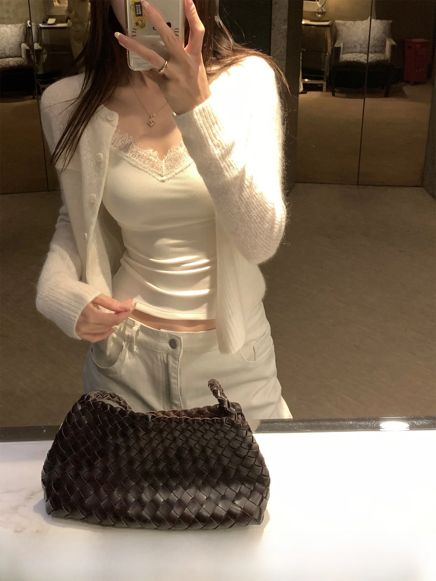 

Женский вязаный кардиган Cactiop Gentle Sle из мохера, укороченный, модный, весна 2026, на пуговицах, с открытым передом