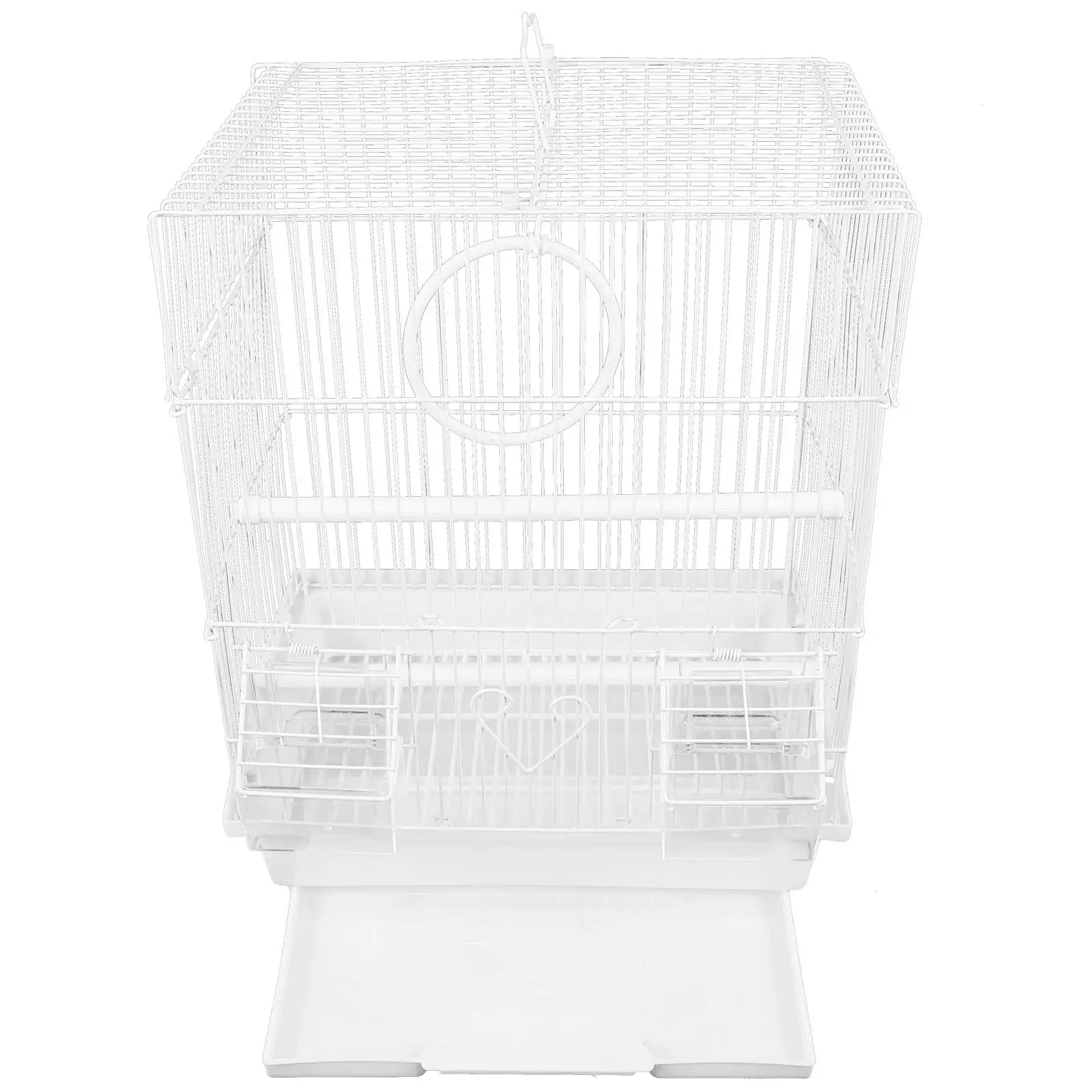 

Cage White Portable Metal Parrot Cage for Birds Travel Carrier Wire Use Small Size Breathing Design