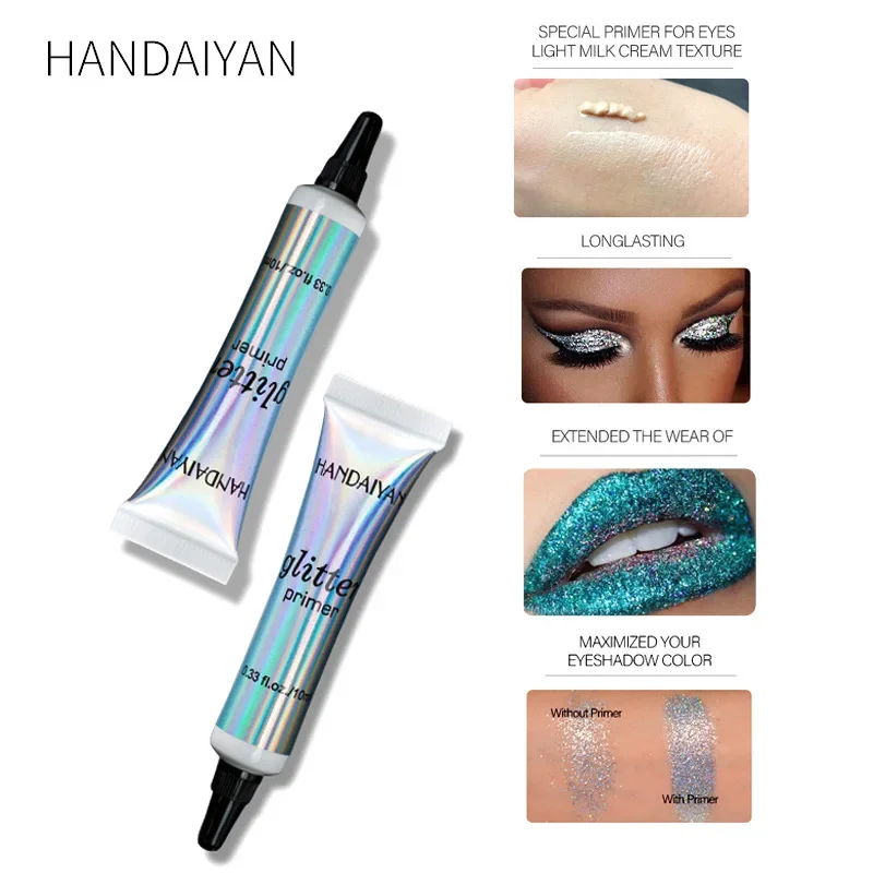 HANDAIYAN الترتر بريق التمهيدي ماكياج الغراء عينيه التمهيدي الشفاه عيون الوجه طويلة الأمد متعددة الوظائف التمهيدي