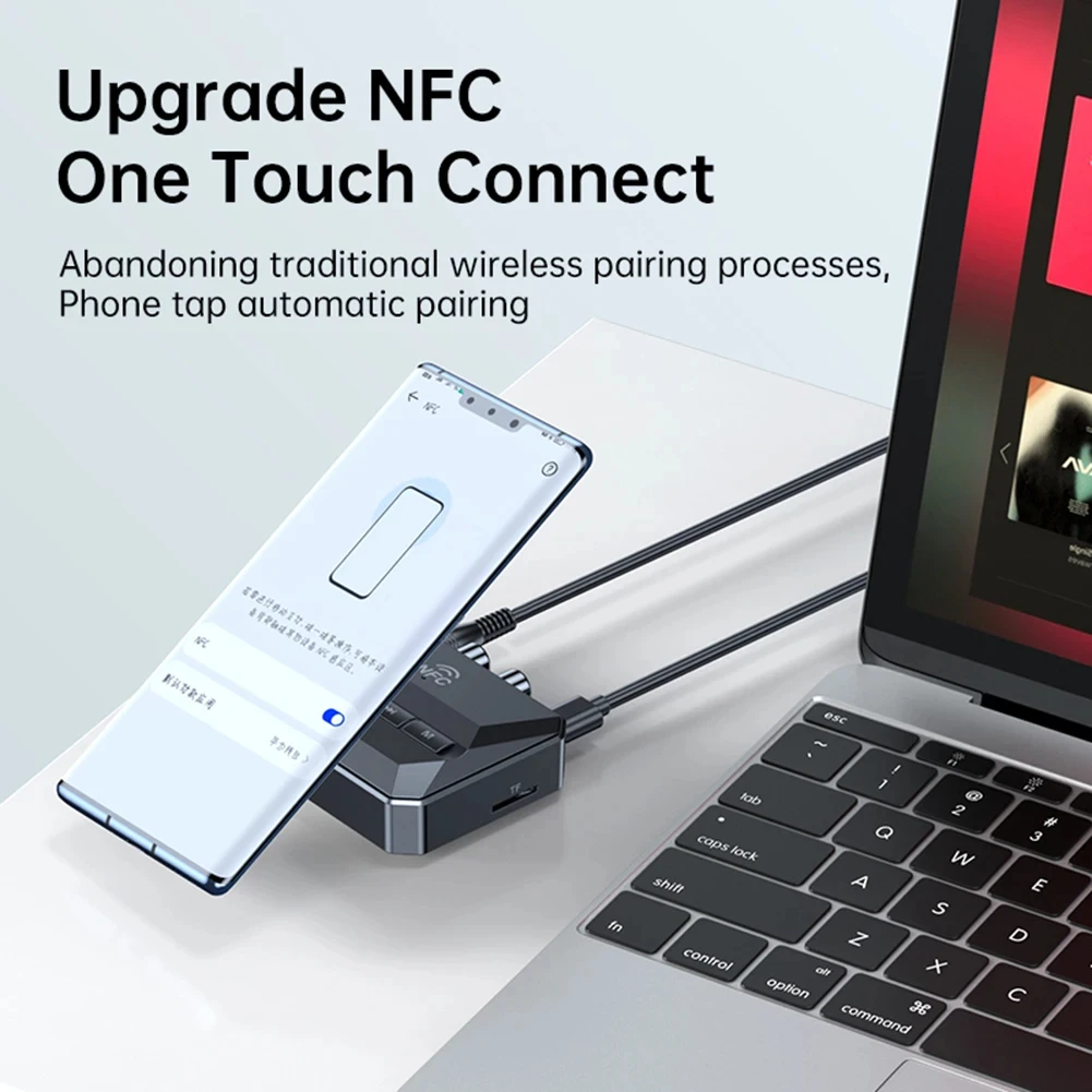 NFC Bluetooth 5.3 Audio Receiver 3.5mm AUX RCA USB U-Disk/TF HIFI Stereo Music Wireless Adapter Car Kit For Speaker Amplifier