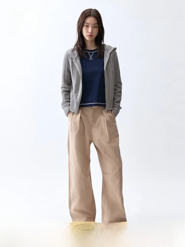 

Женский вязаный кардиган H&M, весна 2026, новинка, с капюшоном, повседневный, стандартный крой, хлопок, армированная ткань