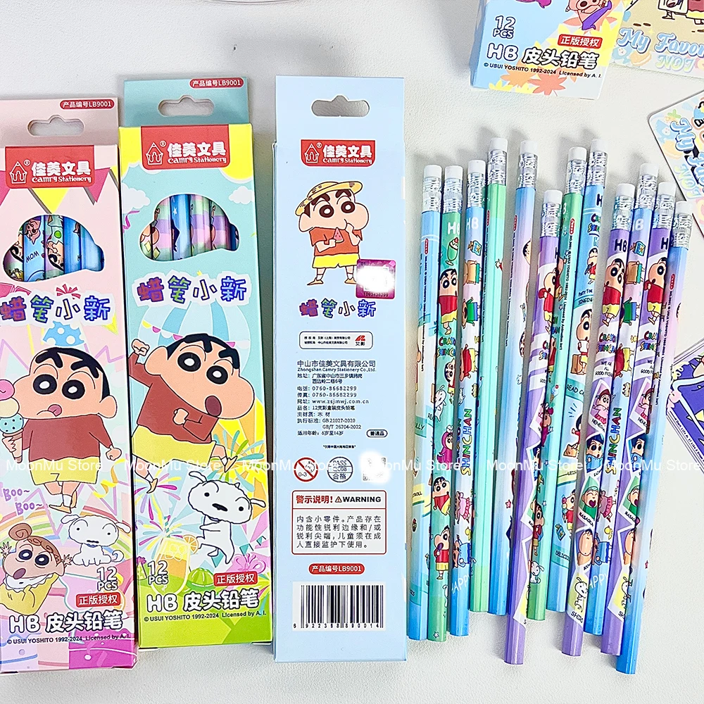 

Оригинальные карандаши 2B с героями аниме «Шин-чан», 12 шт./коробка, канцелярские товары для студентов, подарки на день рождения