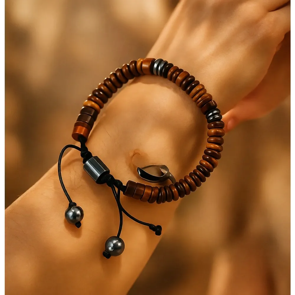 

Браслеты из целебных кристаллов с бусинами из натурального камня, регулируемые, подарок для мужчин