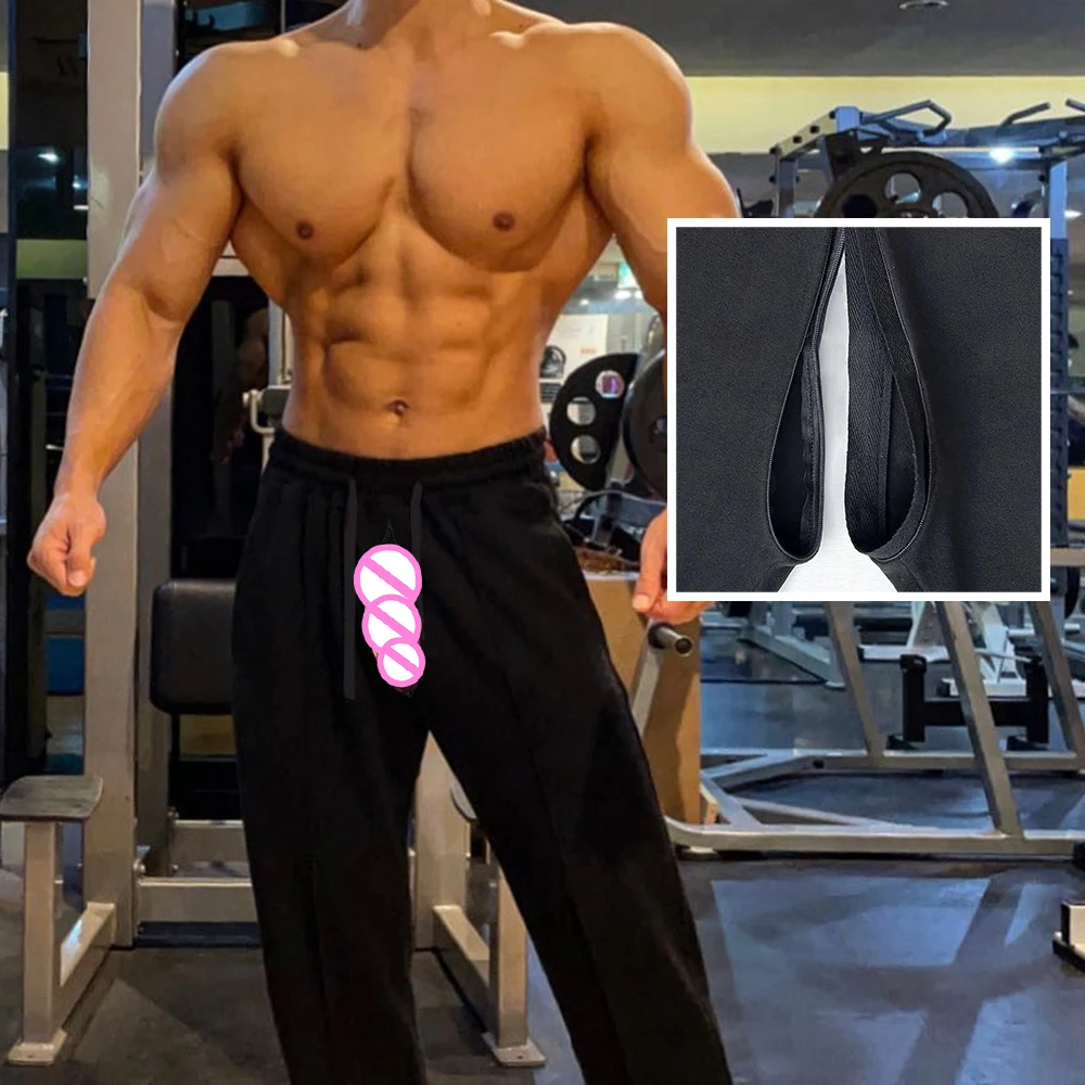 Gym Men's Sweatpants Loose Casual Invisible Open Crotch Outdoor Sex Basketball Running Pants Fitness Exotic Men Clothing