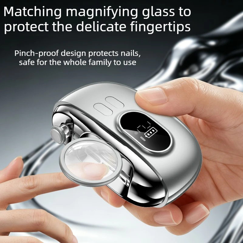 Electric Nail Clipper 2 in 1 Nail Trimmer Polisher Digital Display Alloy Blade USB Rechargeable Portable Manicure Nail Care Tool