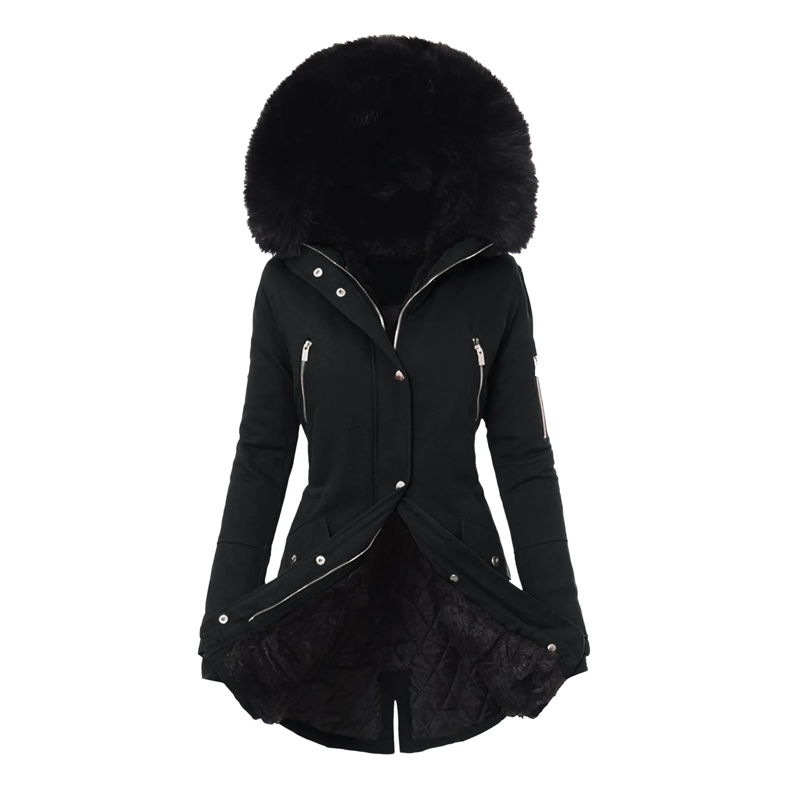 Fashion Cotton Padded Winter Coat Women Warm Fleece Jacket Solid Thicken Casual Jacket 2024 Winter Slim Ladies Coat Overcoat