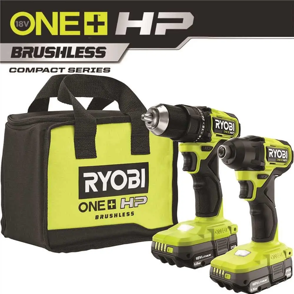 18V Brushless Cordless Compact 1/2 in. Drill and Impact Driver Kit with (2) 1.5 Ah Batteries, Charger and Bag