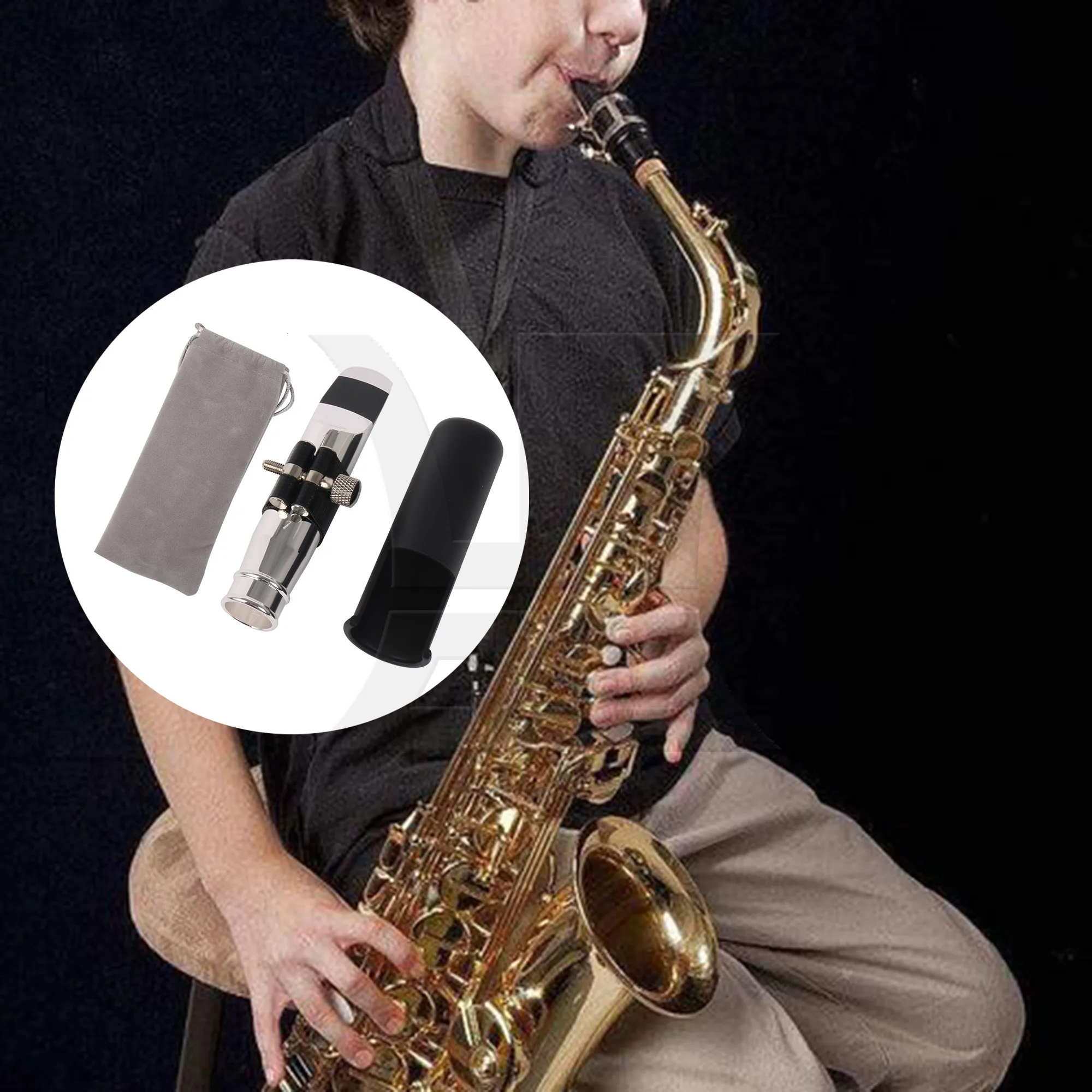 

Yibuy 7# Tenor Saxophone Mouthpiece Set, Easy To Install And Disassemble, For Musicians, With 2.5 Saxophone Reeds