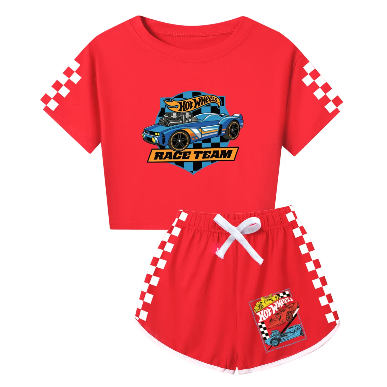 Summer Hot Wheels Clothes Sets Kids Cartoon Cars T-shirts Shorts Two-piece Set Baby Boys Tracksuit Girls Outfits Pajamas Suit