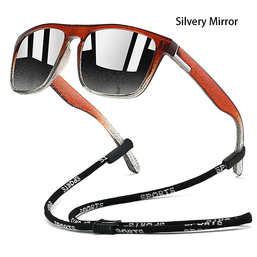 Sonnenbrille mit Kette für Männer und Frauen, klassisch quadratisch, zum Fahren, Angeln, farbenfroh, leicht, Outdoor-Schutzbrille – Detail 7